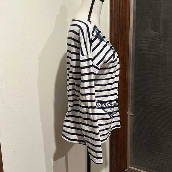 J. Crew | navy blue and white striped tee Size S - Picture 2 of 4